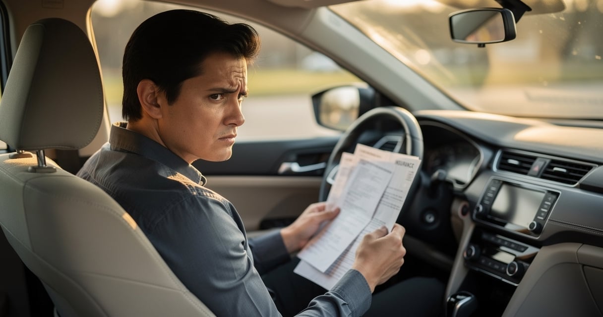 Conducteur examinant un contrat d assurance auto dans sa voiture